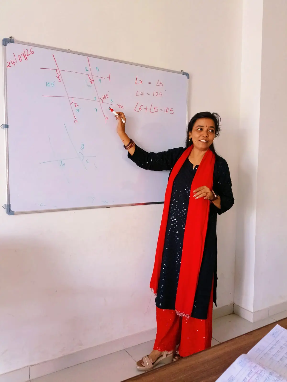 Teacher explaining a lesson on the whiteboard at Mishra Classes