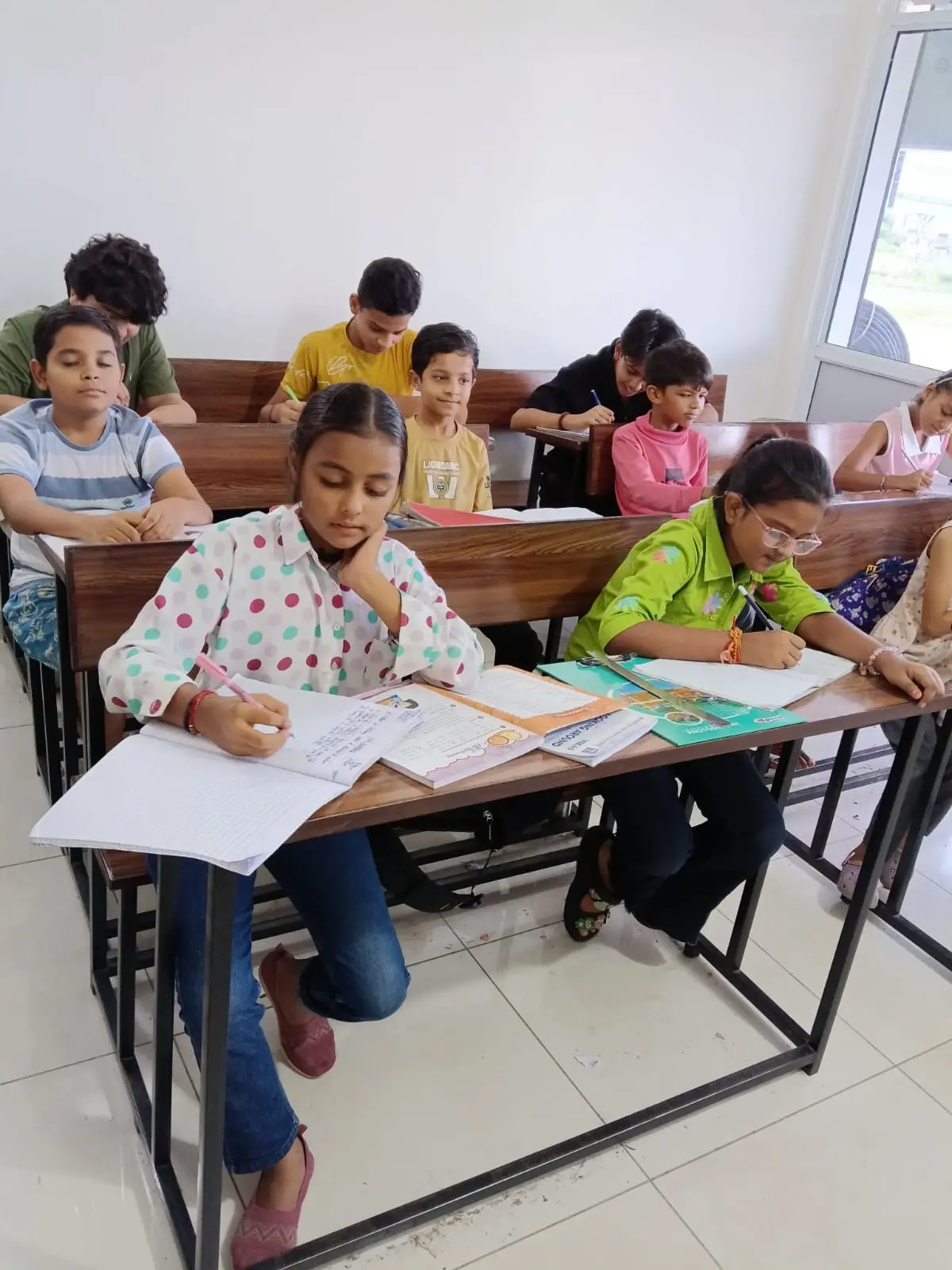 Students writing in class